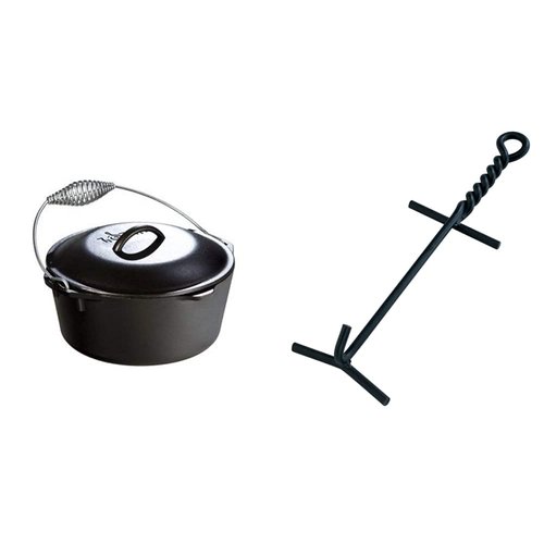 Lodge Cast Iron Dutch Oven (5-Quart) and Camp Dutch Oven Lid Lifter