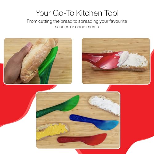 Plastic Butter Spreader Knife Set 3-Pack, Extended Reach Reusable Spreaders