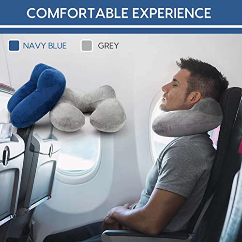 Inflatable Travel Pillow with Soft Velvet Washable Cover