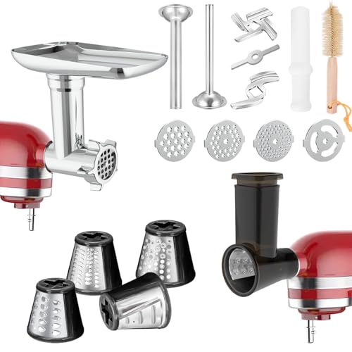 Meat Grinder and Slicer Shredder Attachment Set for Stand Mixers