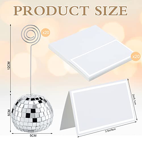 20 Set Disco Ball Place Card Holders with Wire Clips for Party Tables
