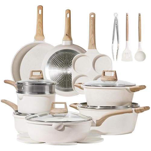 21-Piece Nonstick Cookware Set, Granite Pots and Pans for Induction