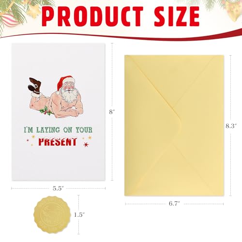 Funny Christmas Card for Wife Girlfriend - Santa Naughty Humor 5.5x8" with Envelope - Santa Claus Variant