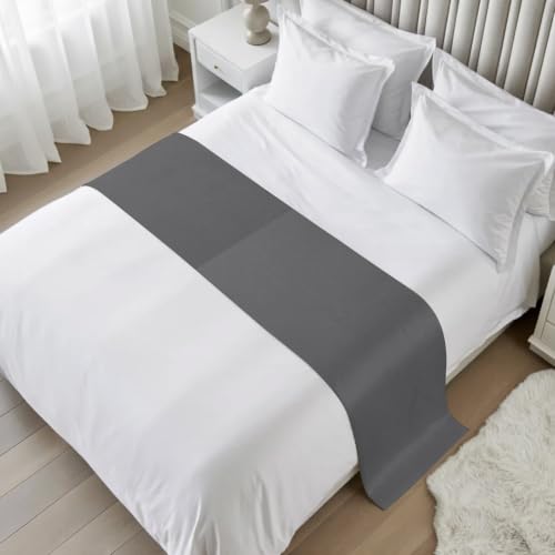 Versotilahome Charcoal Satin Bed Runner Scarf - California King (102x20")