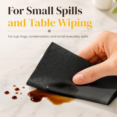 JOWLOT 600 Count Black 2-Ply Cocktail Napkins – 4.75 x 4.75 Inch Disposable Party & Wedding Paper Towels (Variation: Black / 600)