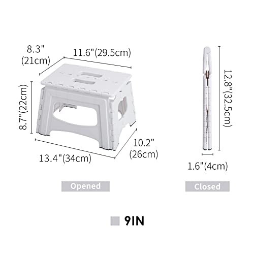 9-Inch Folding Step Stool, Lightweight Collapsible Stool for Home and Camping