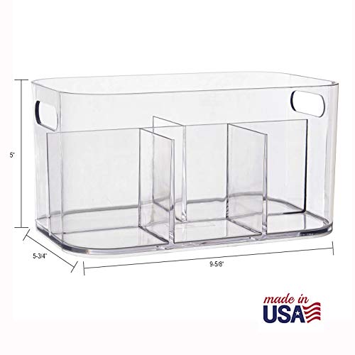 STORi Bliss 5-Compartment Clear Plastic Makeup Organizer Set of 2