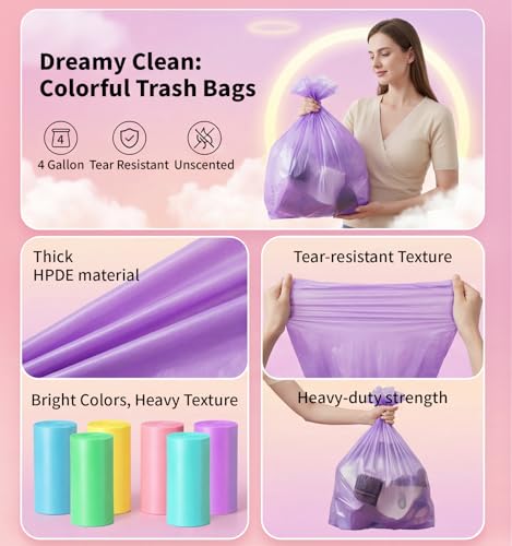 4 Gallon Small Trash Bags - Unscented Leakproof Can Liners (150 Count)