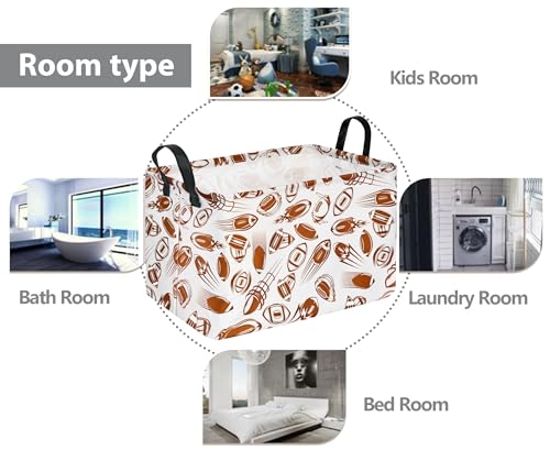 Football Print Collapsible Storage Basket - 15-inch Kids Toy Organizer Bin