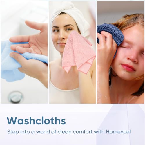 HOMEXCEL Washcloths 12PK, Ultra Soft&Highly Absorbent Face Towels,