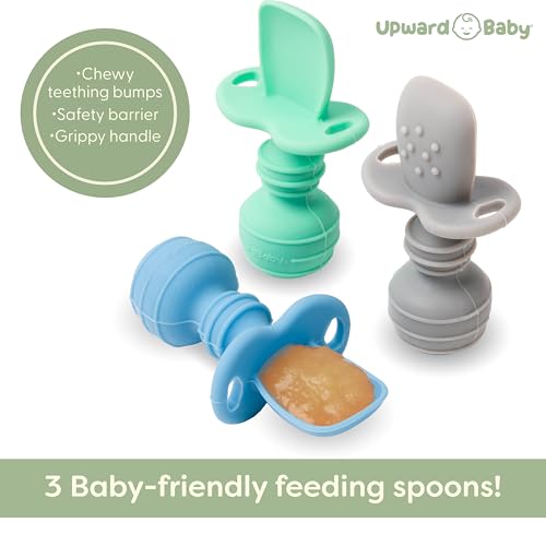 Silicone Baby Spoons with Anti-Choke Barrier for Self-Feeding