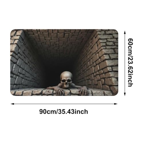 3D Halloween Ghost Skeleton Rug, Non-Slip Optical Illusion Floor Mat 60x90cm