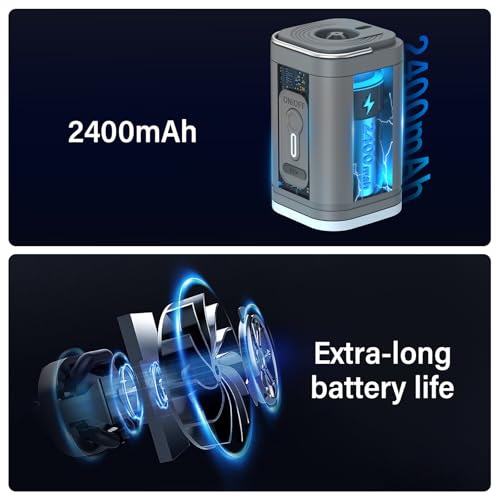 Portable 3-in-1 Air Mattress Pump with LED Light & 2400mAh Battery