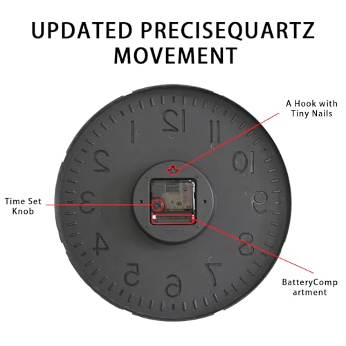 8-Inch Silent Wall Clock, Non-Ticking Modern Round Clock with 3D Numbers