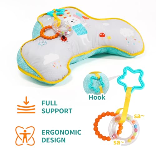 Ergonomic Tummy Time Pillow with Sensory Toys for Newborns and Infants