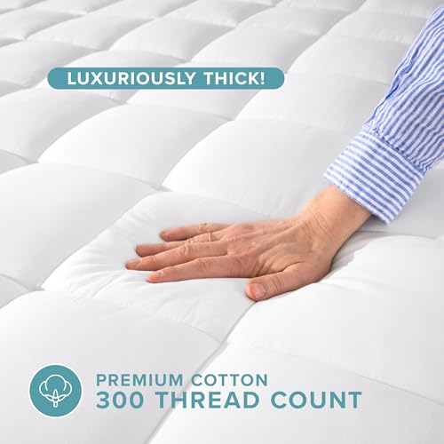 Twin XL Cotton Mattress Topper with Deep Pockets - Cooling & Comfortable