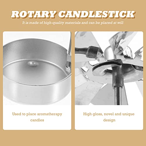 Rotating Tea Light Candle Holder - Silver Spinning Star Carousel