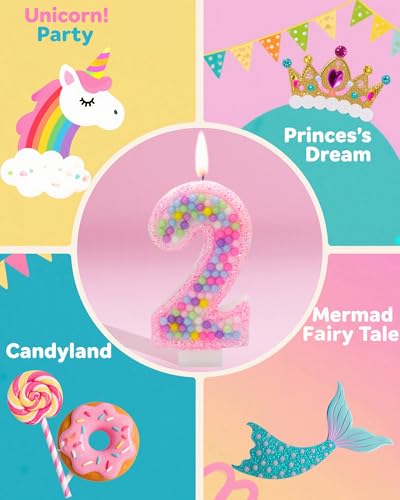 Colorful Number 2 Birthday Candle - Sweet Macaron Design