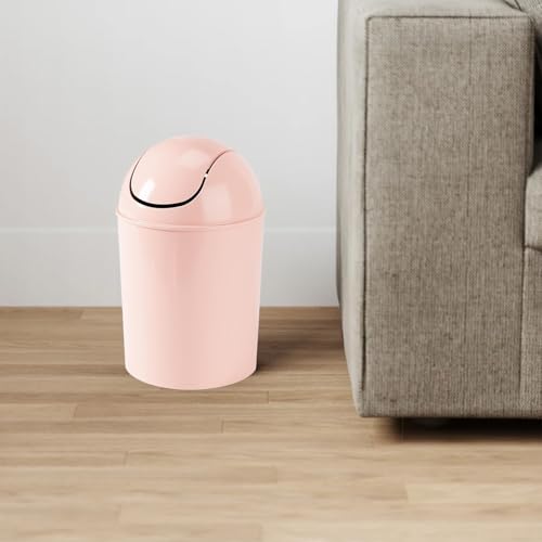 Pink Mini Waste Can with Swing-Top Lid, 1.25 Gallon Small Garbage Bin
