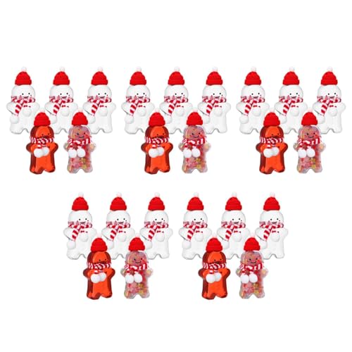 25 Pack Gingerbread Man Plastic Water Bottles with Lids for Christmas Party Kids Holiday