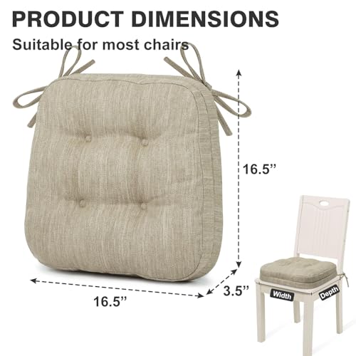Dual-Layer Memory Foam Dining Chair Cushions, 16.5 x 16.5 Inch, 6 Pack