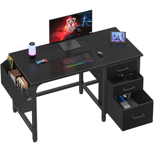 47-Inch Reversible Computer Desk with File Cabinet & Storage Drawers