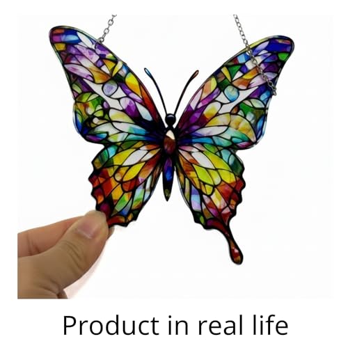 Acrylic Butterfly Suncatcher Ornament, Stained Glass Window Hanging Decor