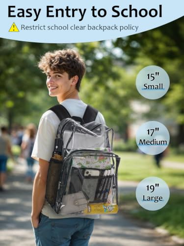 Flowston Clear Backpack for School Heavy Duty Transparent Bookbag
