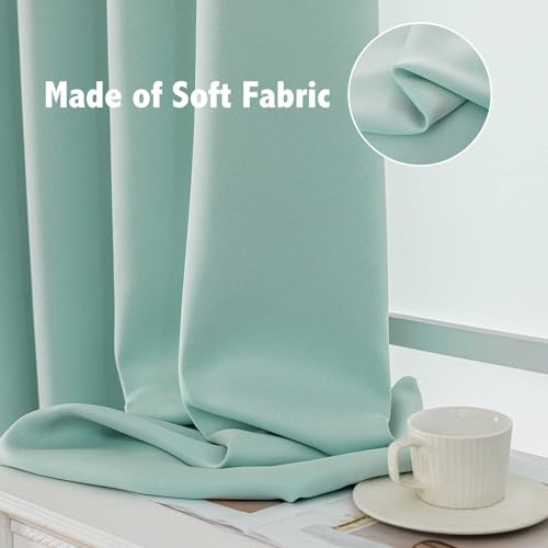 100% Blackout Curtain Panels Set - Thermal Insulated Drapes, Light Blue (2 Panels, 37W x 84L)