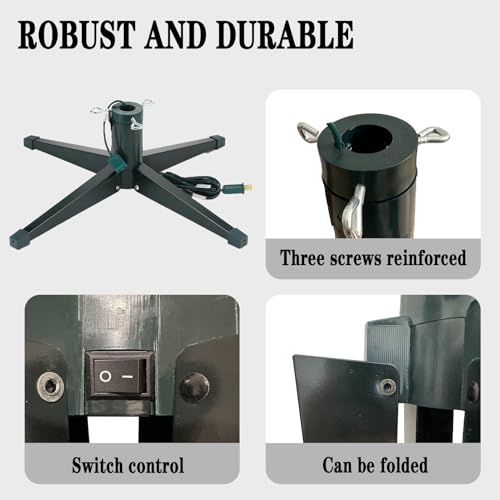 360 Rotating Christmas Tree Stand with Power Socket - Heavy Duty Base