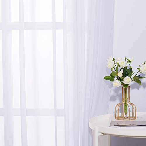NICETOWN Sheer Drape for Large Window - 100" Width by 108" Length Solid Sheer Voile Window Drape Panel for Patio/Sliding Door/Living Room (White, 1 Pack)