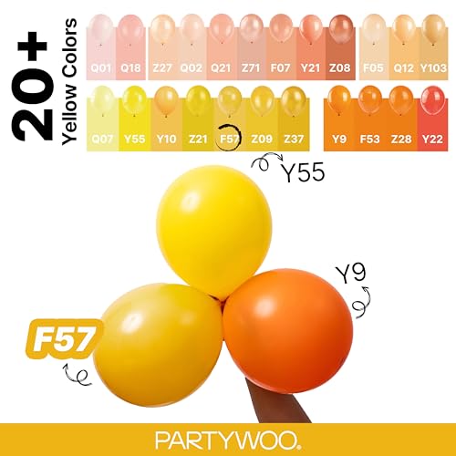PartyWoo Mustard Yellow Fall Balloons 120 Pcs Assorted Sizes
