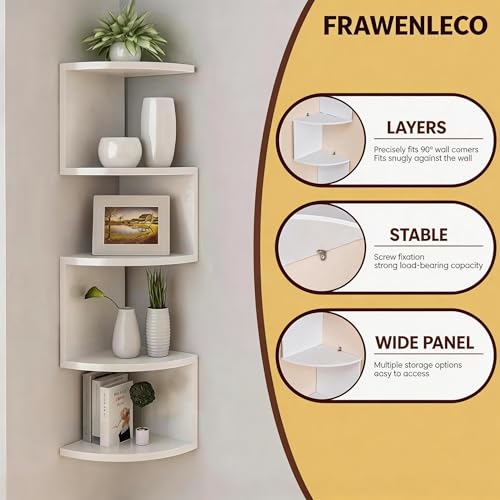 5-Tier Corner Wall Shelf, Floating Zigzag Bookshelf for Home Storage
