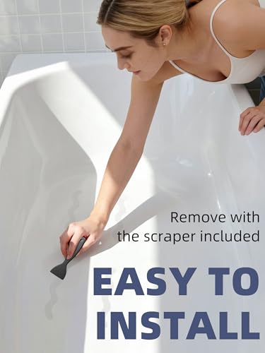 Secopad 24-Piece Clear Anti-Slip Shower Stickers with Scraper, PEVA