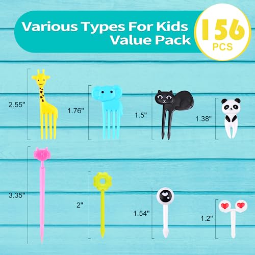 156-Piece Animal Food Picks for Kids, Cute Bento Lunch Box Accessories