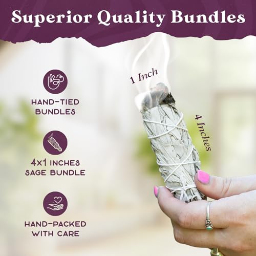 4-Inch California White Sage Smudge Sticks for Cleansing - 3 Pack