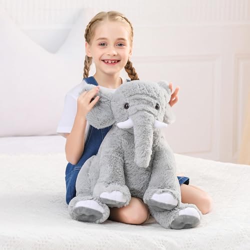 5 lb Weighted Elephant Stuffed Animal, 16-Inch Soft Plush Pillow