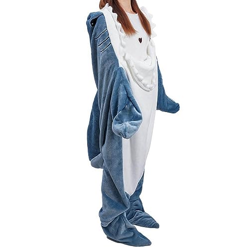 inkArts Soft Wearable Shark Blanket Hoodie Onesie for Adults & Kids