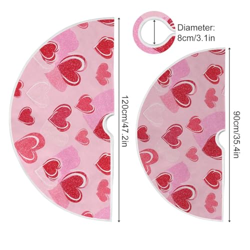 Dussdil 48 Inch Romantic Valentines Tree Skirt with Love Hearts and Stars for Christmas Decor - Multi 07