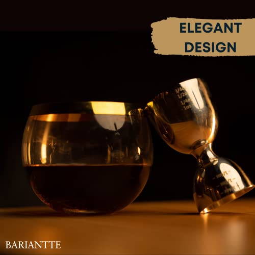 BARIANTTE Silver Double Jigger - Premium Bar Cocktail Measure, 1 oz & 2 oz