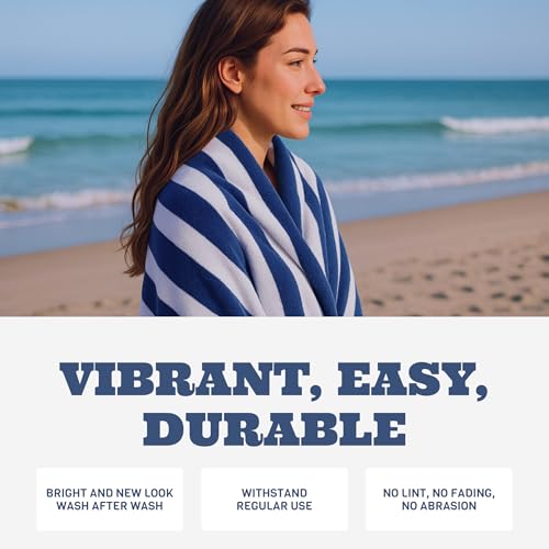 White Classic Oversized Cabana Stripe Beach Towels 2 Pack - 35x70 Cotton