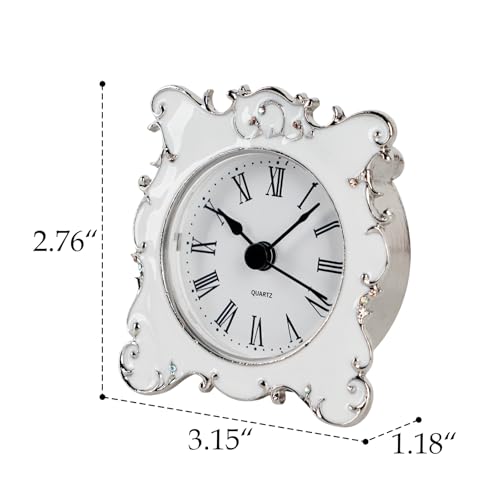 3 Inch Small Crystal Table Clock, Battery Operated Analog Desk Clock