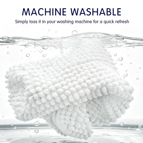 SUBRTEX Chenille Bath Rug Soft Absorbent Non-Slip White 18x24