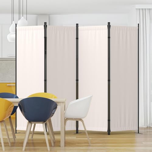 4-Panel Folding Room Divider, 6FT Portable Privacy Screen Partition, White