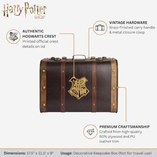 Harry Potter Hogwarts Large Storage Trunk - 17.5-Inch Decorative Wizarding Chest