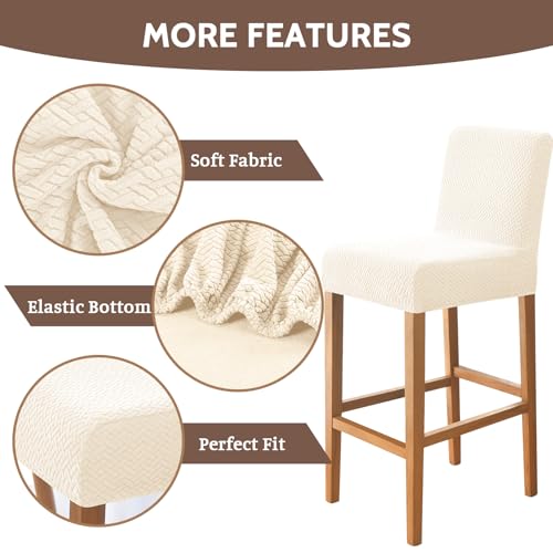 Stretch Bar Stool Covers Set of 4 - Washable Slipcovers for Chairs