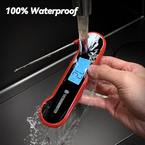 ThermoMonster Red Instant Read Meat Thermometer - 0.5 Sec Digital Cooking Thermometer