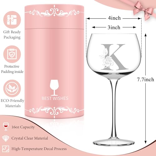 Personalized Monogram Initial Wine Glass - Custom Gift for Her