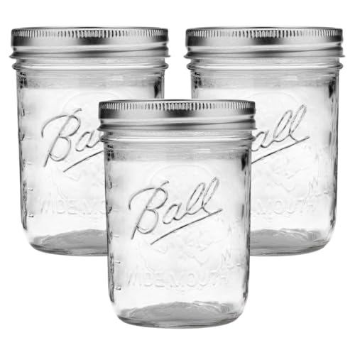 16 oz Wide Mouth Glass Mason Jars with Lids and Bands (Pack of 3)