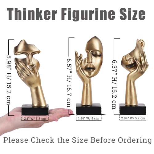 Abstract Thinker Statue Set - 3 Piece Resin Face Figurine Decor for Home